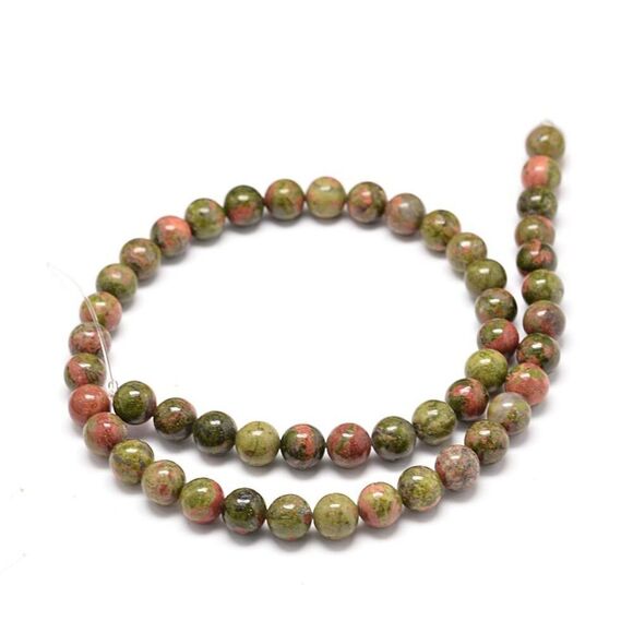 6MM Unakite Beads-ONE Gemstone Bead Strand-Jewelry Making Supplies Crafts NWT - Picture 2 of 2
